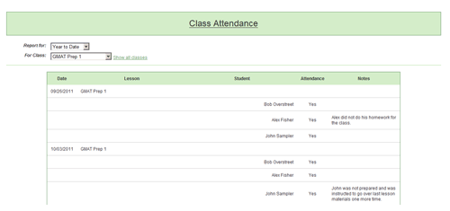 Tutor's Office SE - Lesson History and Attendace Tracking